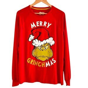 Dr. Seuss The Grinch Merry Grinchmas Red Graphic Pajama Shirt. Medium. 38-40.